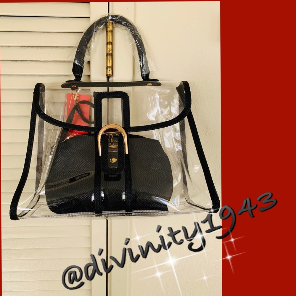 🤍🖤 2 piece Clear& Black handbag